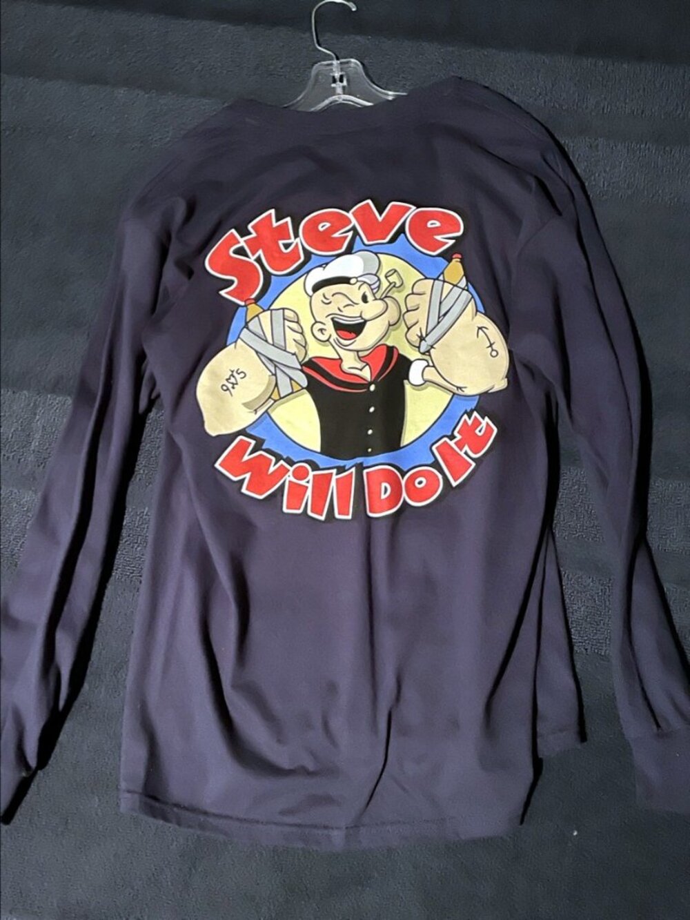 Full Send Nelk Boys Steve Will Do It Popeye Long Sleeve Shirt Navy Men's Large